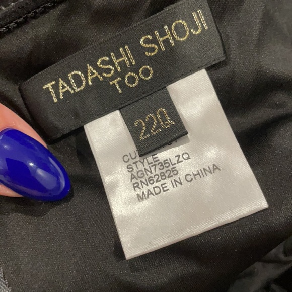 NWOT Tadashi Shoji Metallic Lace and Draped Jersey Plus 22Q Duchess Grey - Picture 4 of 7